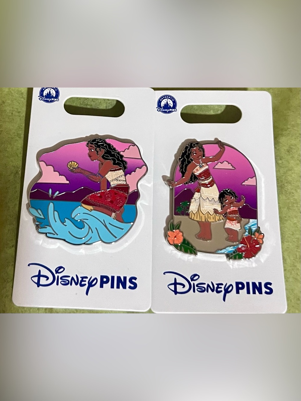 Disney 2 Pink and Red Moana-Inspired Enamel Pin Duo